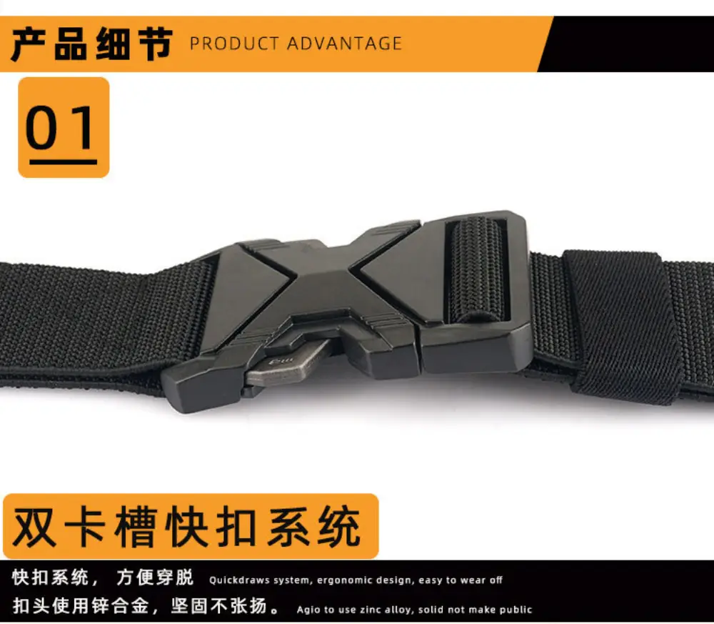 Men's Gray Tactical Nylon Belt with Quick-Release Buckle — feature 10