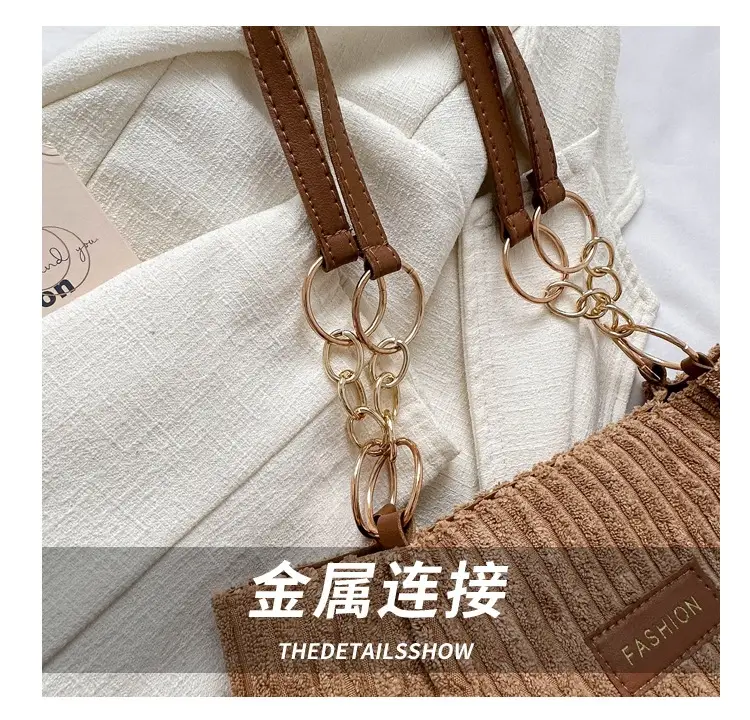 Light Grey Ribbed Shoulder Bag for Women — feature 4