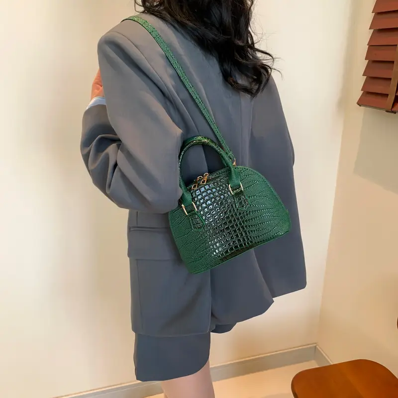 Women's White Croc Leather Shoulder Bag 2024 - Image 9