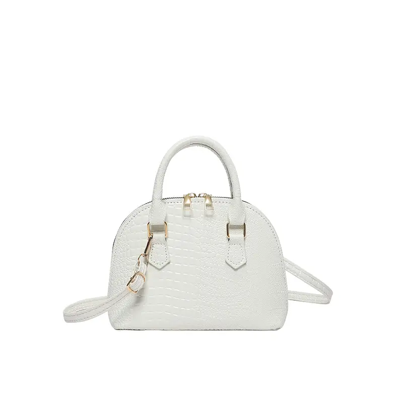 Women's White Croc Leather Shoulder Bag 2024 - Image 10
