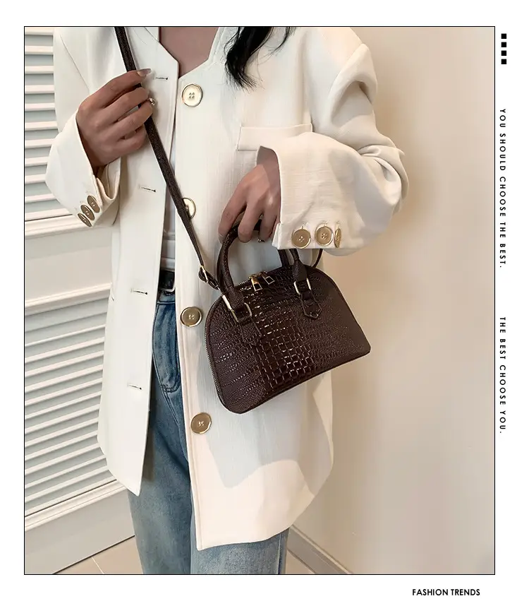 Women's White Croc Leather Shoulder Bag 2024 — feature 1