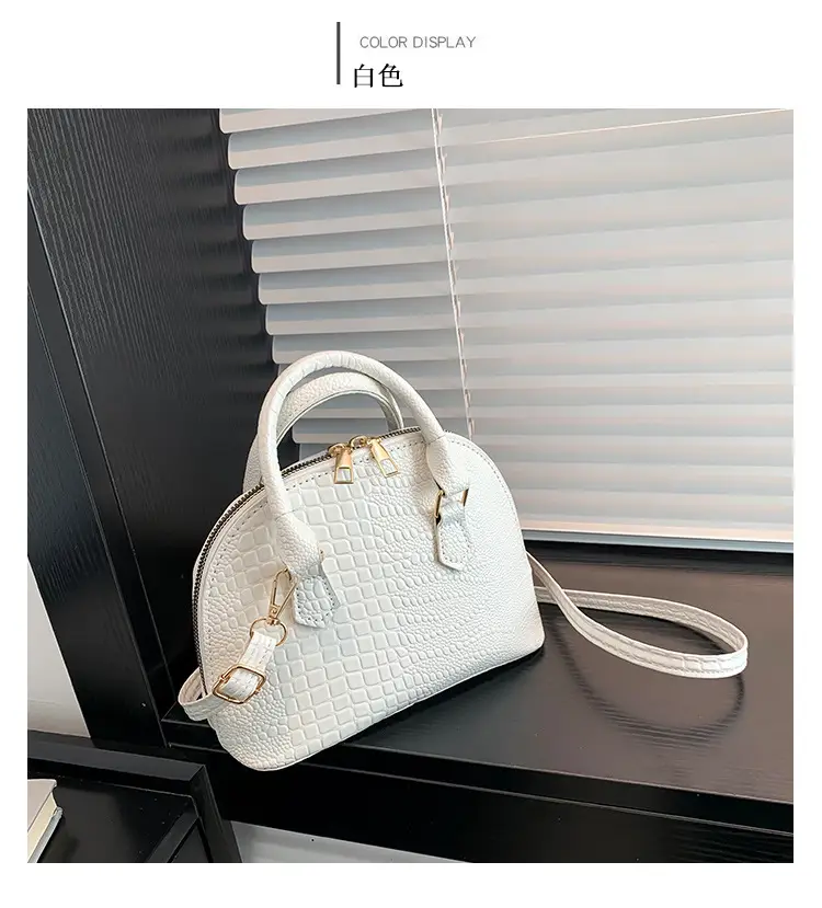Women's White Croc Leather Shoulder Bag 2024 — feature 11
