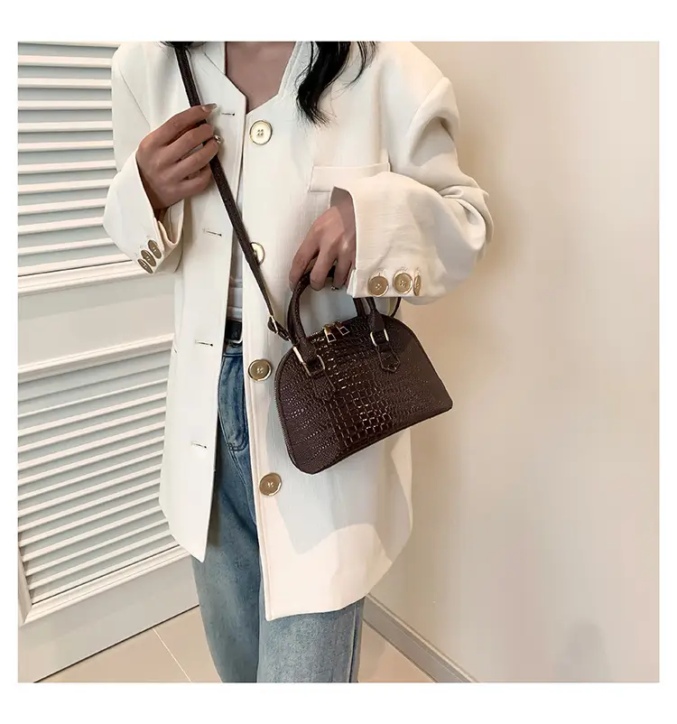 Women's White Croc Leather Shoulder Bag 2024 — feature 15