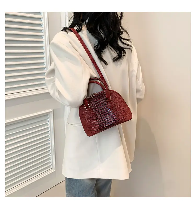 Women's White Croc Leather Shoulder Bag 2024 — feature 18