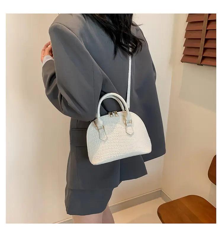 Women's White Croc Leather Shoulder Bag 2024 — feature 21
