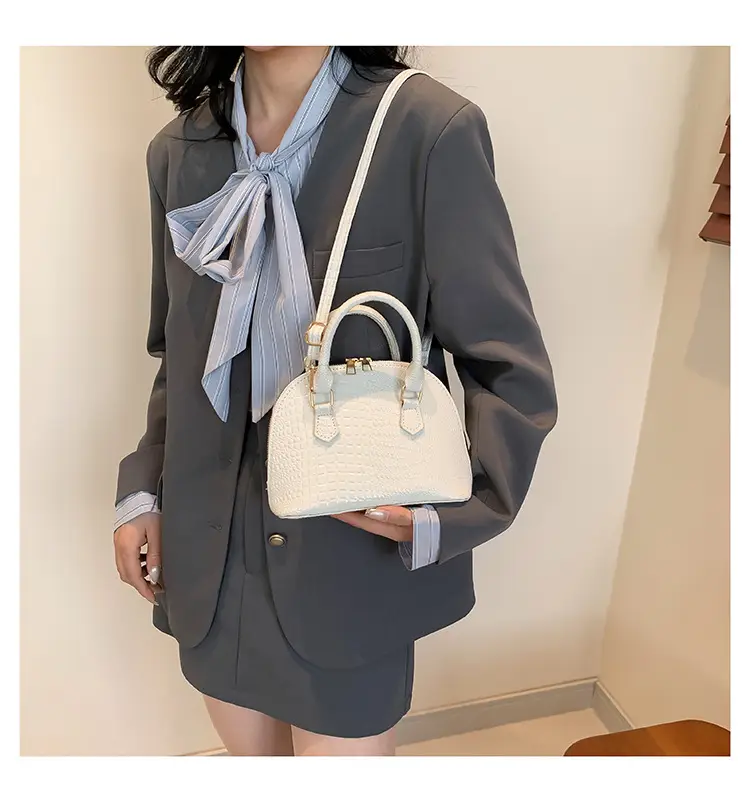 Women's White Croc Leather Shoulder Bag 2024 — feature 22