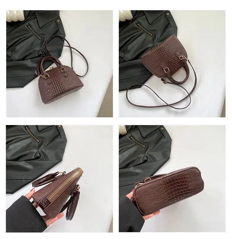 Women's White Croc Leather Shoulder Bag 2024 — feature 8