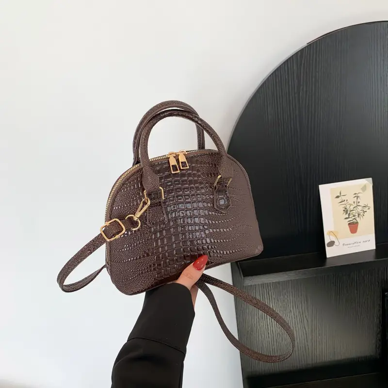 Women's White Croc Leather Shoulder Bag 2024 - Image 4