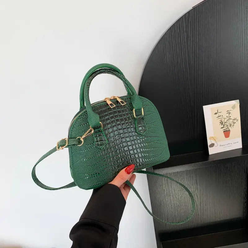 Women's White Croc Leather Shoulder Bag 2024 - Image 5