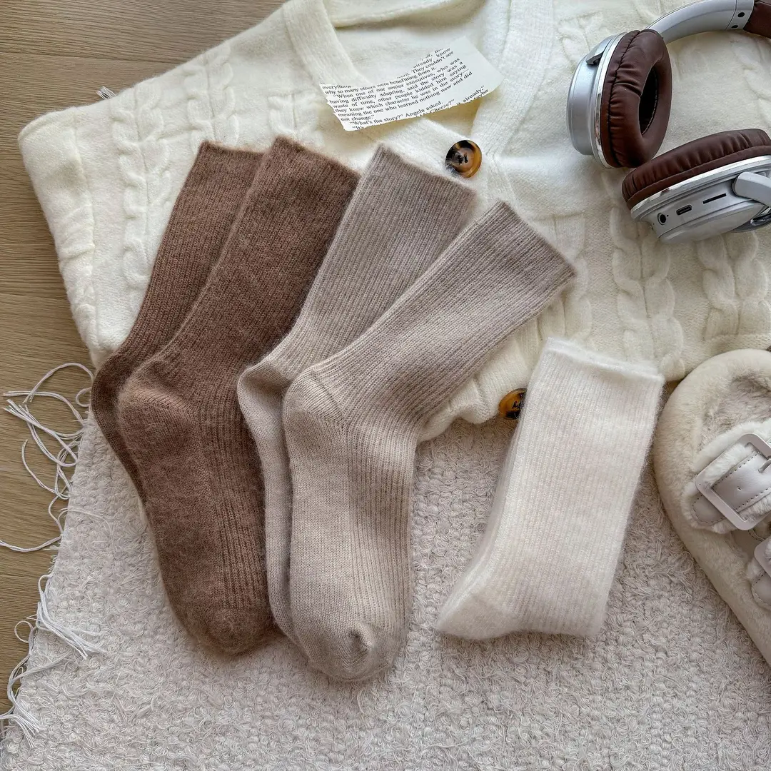 Wool socks children's autumn and winter Maillard socks padded warm cashmere stockings winter Birkenneth shoes piled socks — feature 14
