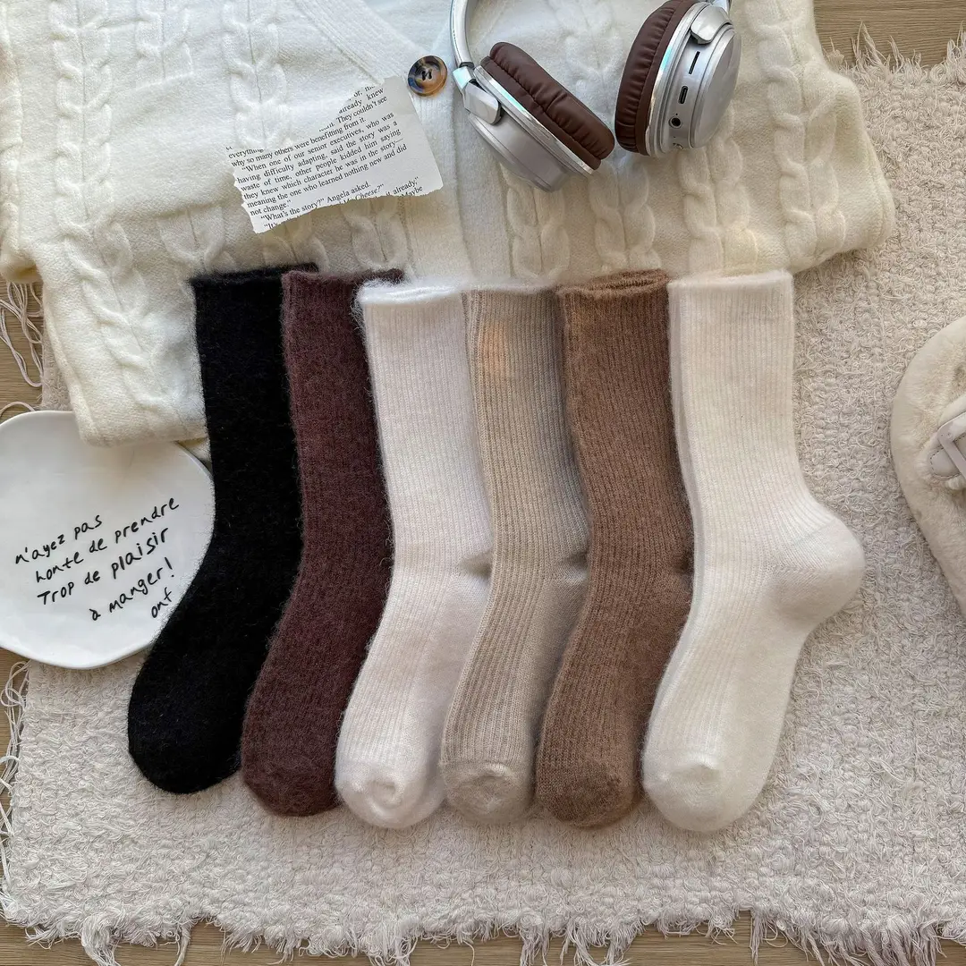 Wool socks children's autumn and winter Maillard socks padded warm cashmere stockings winter Birkenneth shoes piled socks — feature 15
