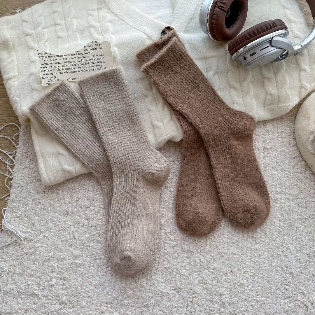 Wool socks children's autumn and winter Maillard socks padded warm cashmere stockings winter Birkenneth shoes piled socks — feature 17