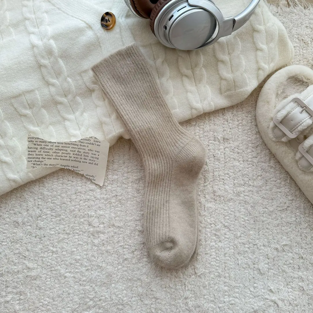 Wool socks children's autumn and winter Maillard socks padded warm cashmere stockings winter Birkenneth shoes piled socks — feature 22