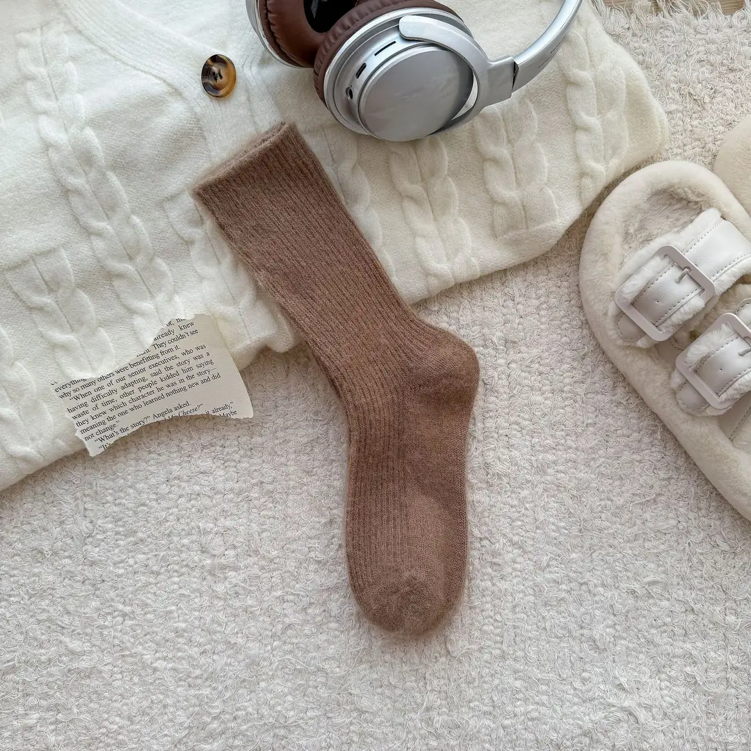 Wool socks children's autumn and winter Maillard socks padded warm cashmere stockings winter Birkenneth shoes piled socks — feature 23