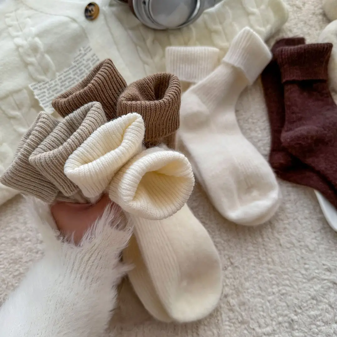 Wool socks children's autumn and winter Maillard socks padded warm cashmere stockings winter Birkenneth shoes piled socks — feature 25