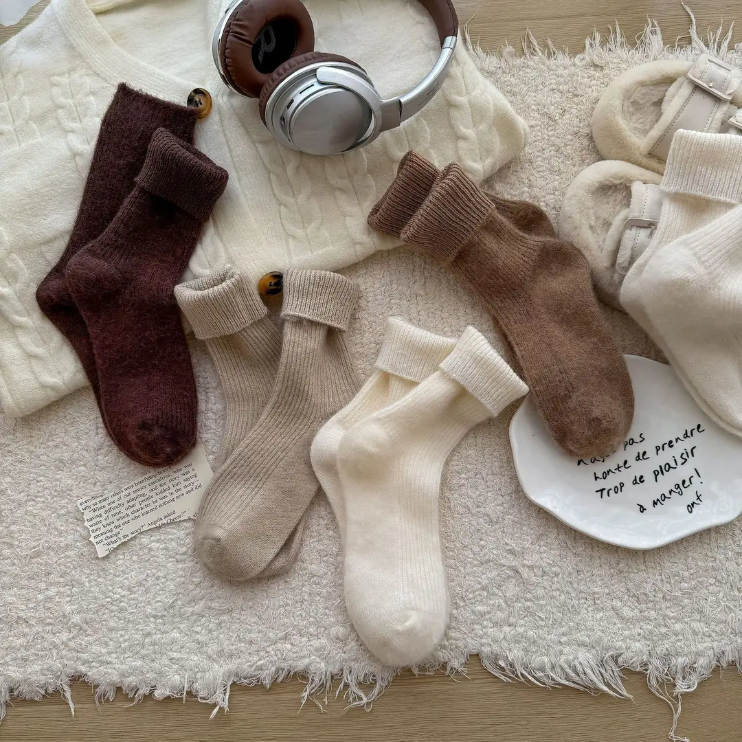 Wool socks children's autumn and winter Maillard socks padded warm cashmere stockings winter Birkenneth shoes piled socks — feature 26