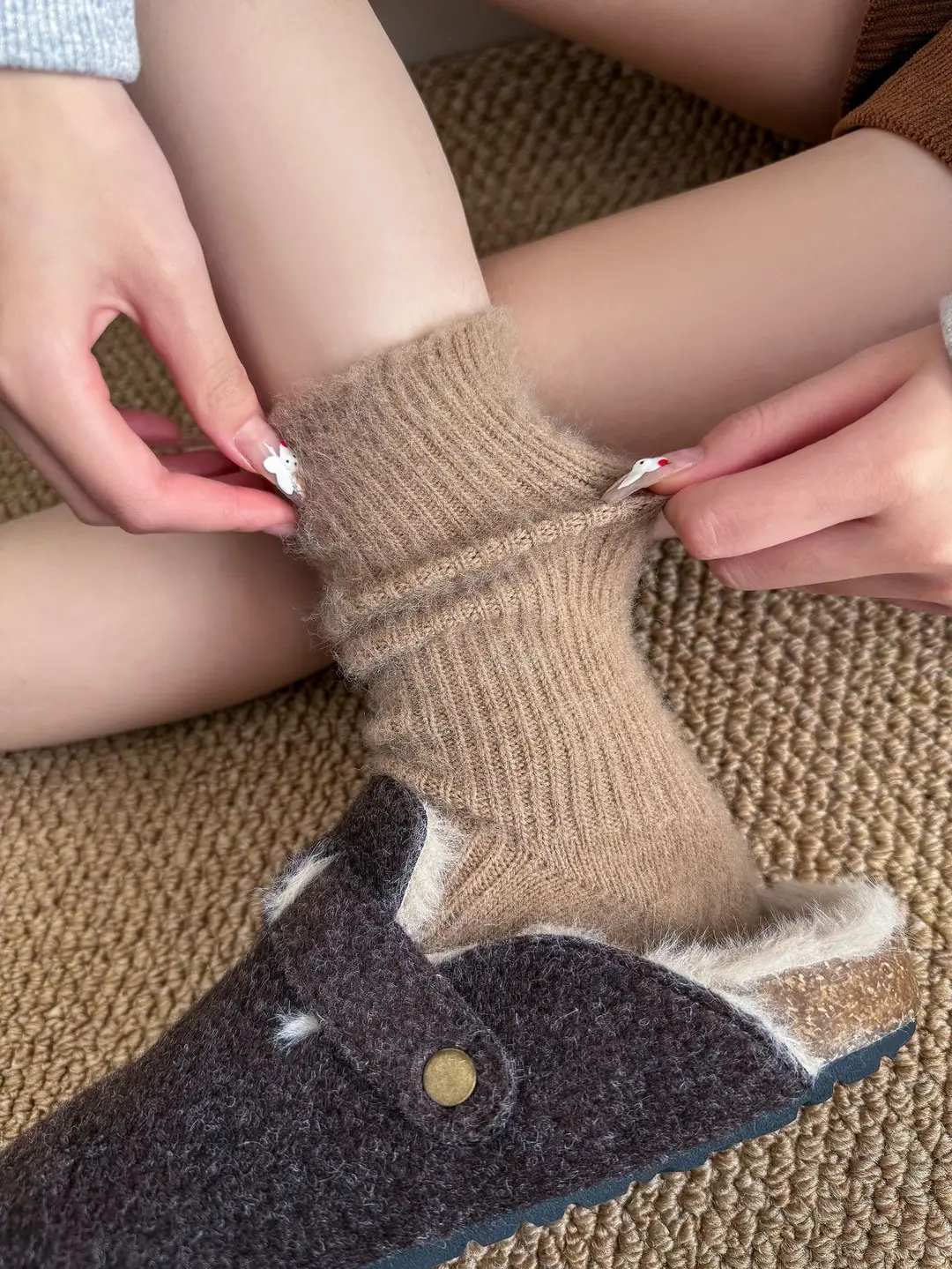 Wool socks children's autumn and winter Maillard socks padded warm cashmere stockings winter Birkenneth shoes piled socks — feature 29