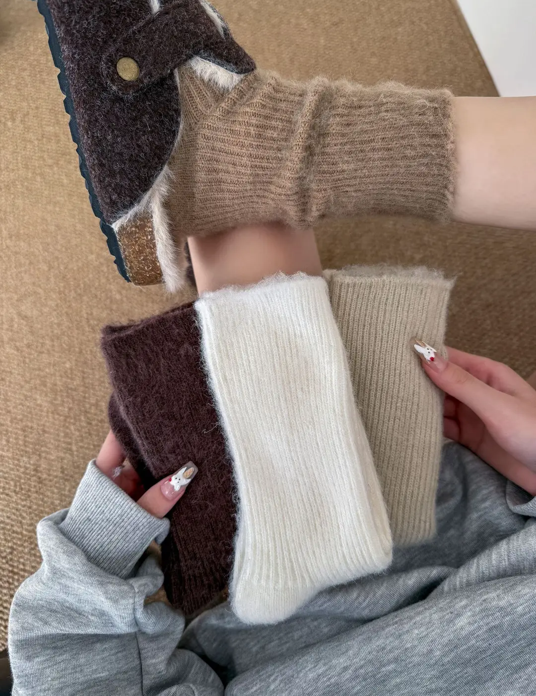 Wool socks children's autumn and winter Maillard socks padded warm cashmere stockings winter Birkenneth shoes piled socks — feature 36