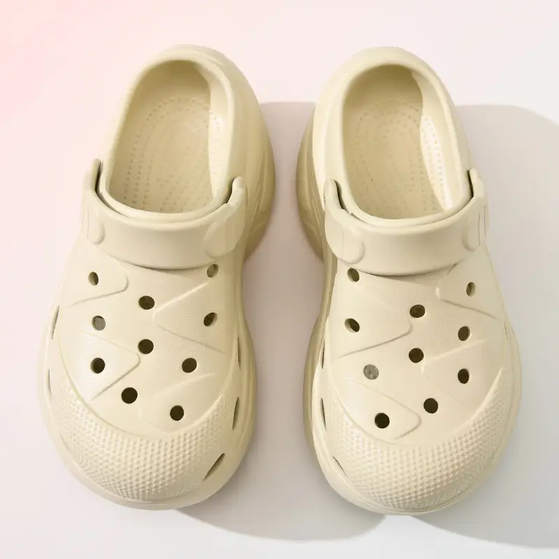 Hole Shoes Women's Summer Wear Wear-resistant Thick-soled Slippers Height-increasing EVA Baotou Odor-proof Anti-slip Shoe-feeling Beach Sandals - Image 3