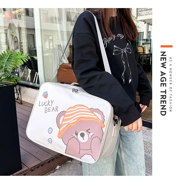 Cute Bear Print Large Capacity Travel Bag — feature 11