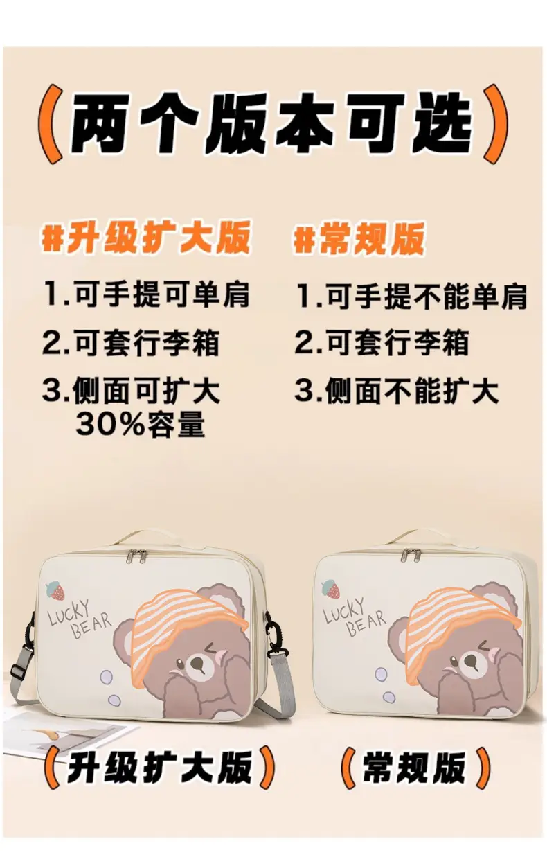 Cute Bear Print Large Capacity Travel Bag — feature 6