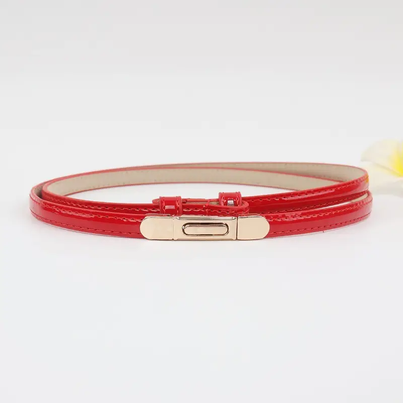 Red Leather Belt Belt with Silver Clasp — feature 12