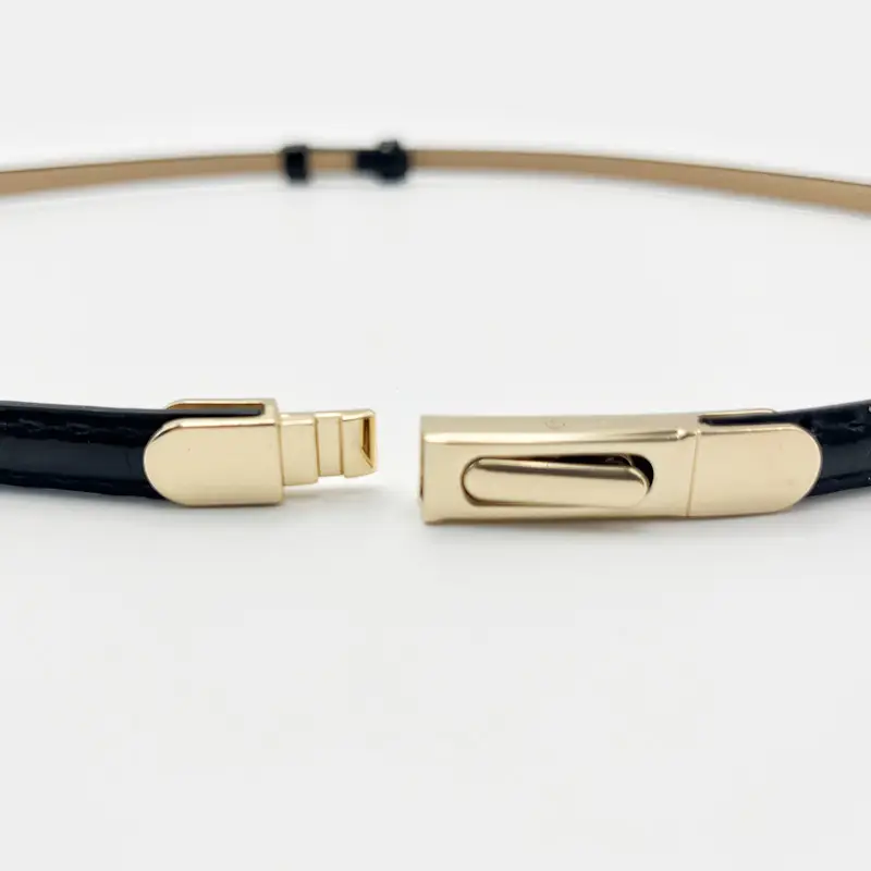 Red Leather Belt Belt with Silver Clasp — feature 13