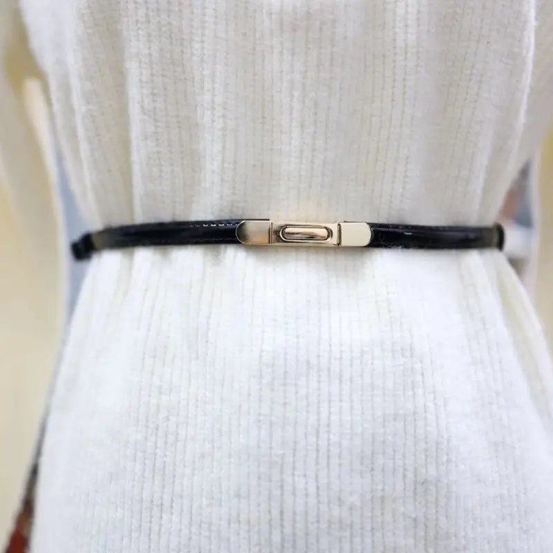 Red Leather Belt Belt with Silver Clasp — feature 7