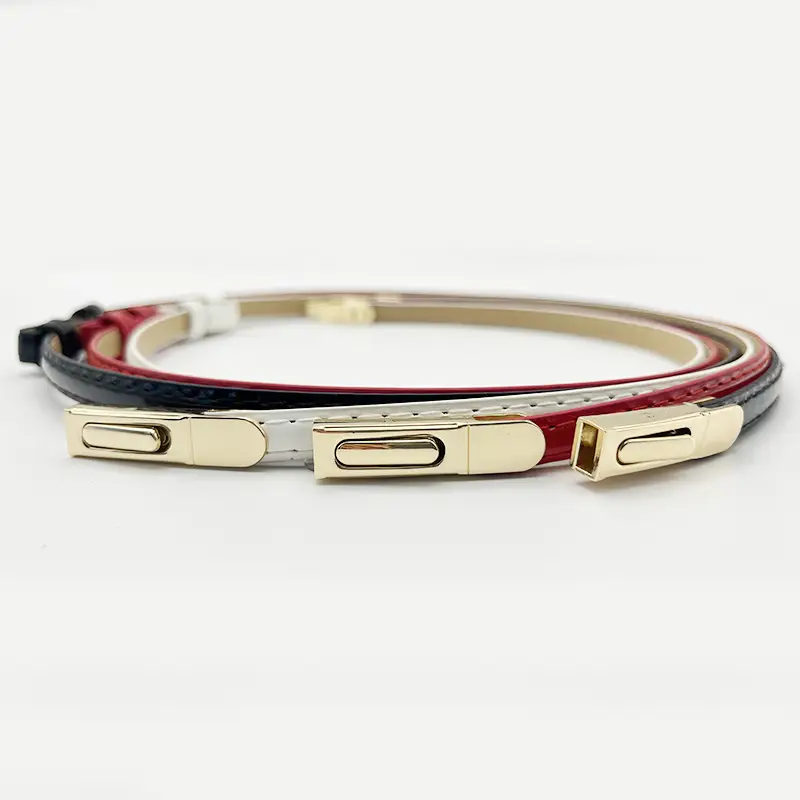 Red Leather Belt Belt with Silver Clasp — feature 9