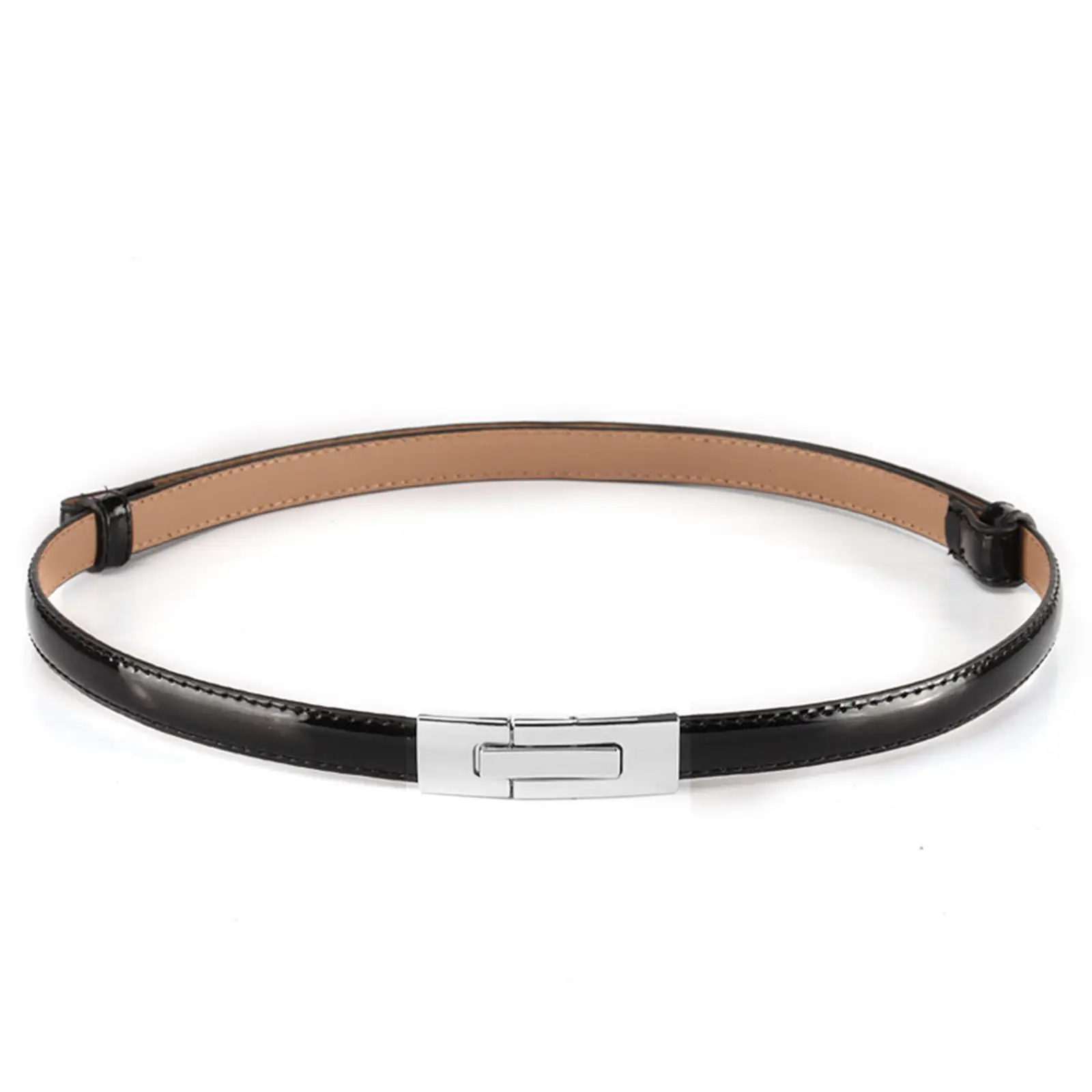Red Leather Belt Belt with Silver Clasp