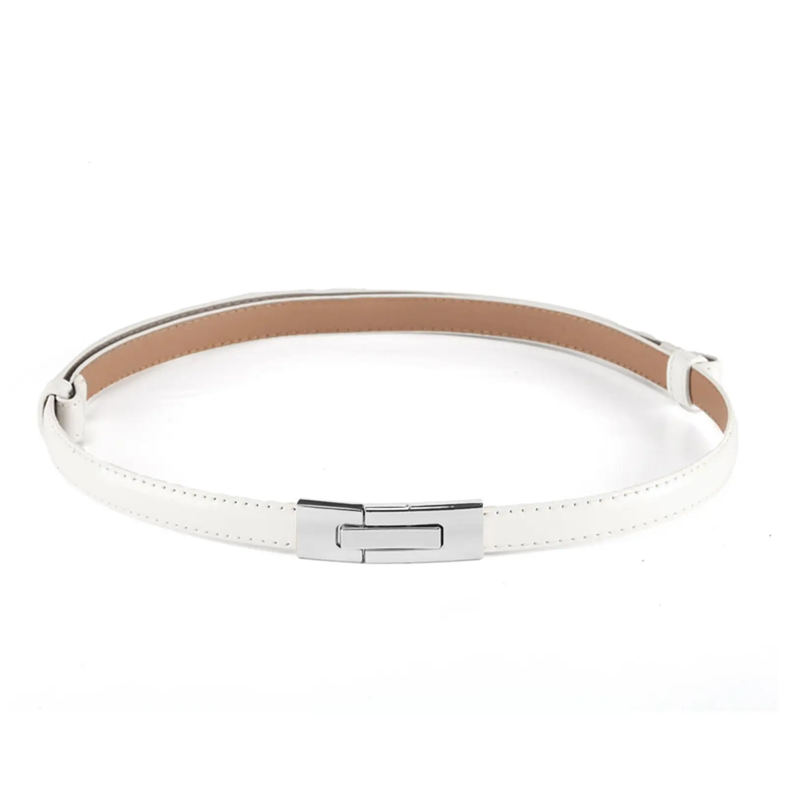Red Leather Belt Belt with Silver Clasp