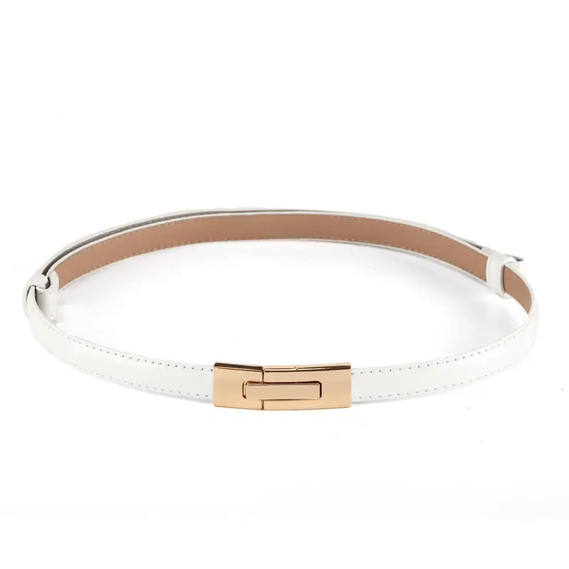 Red Leather Belt Belt with Silver Clasp