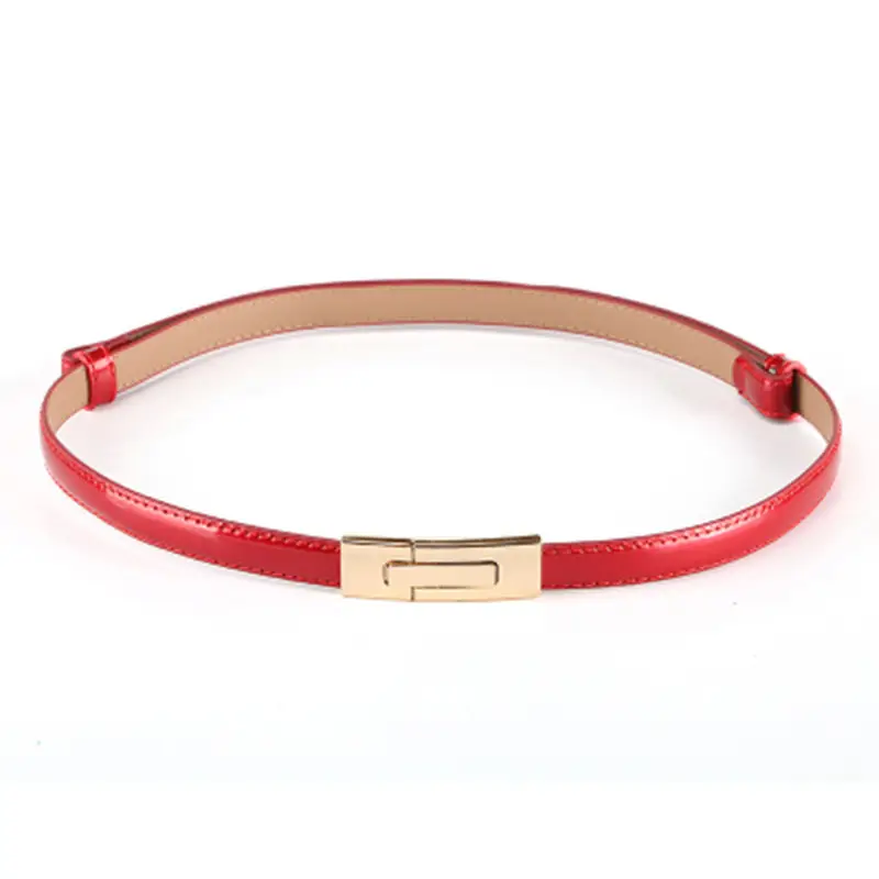 Red Leather Belt Belt with Silver Clasp
