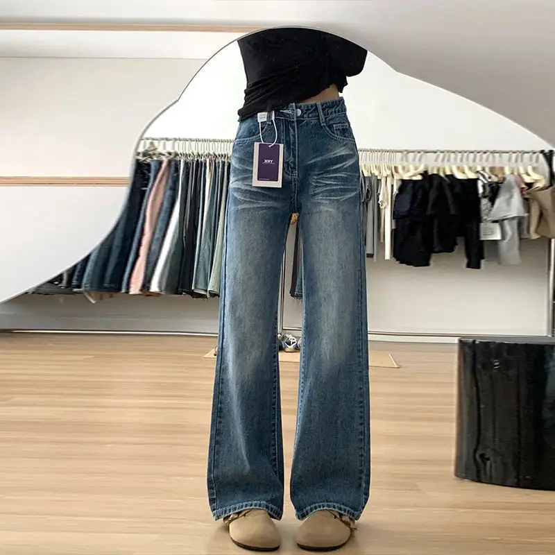 Dark Blue Wide Leg Jeans for Women 2024