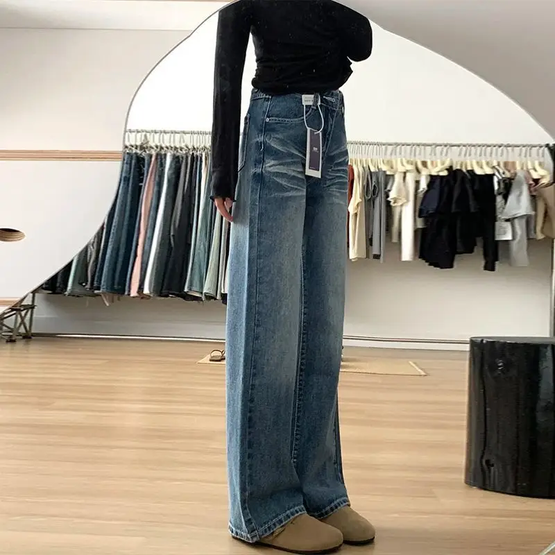 Dark Blue Wide Leg Jeans for Women 2024