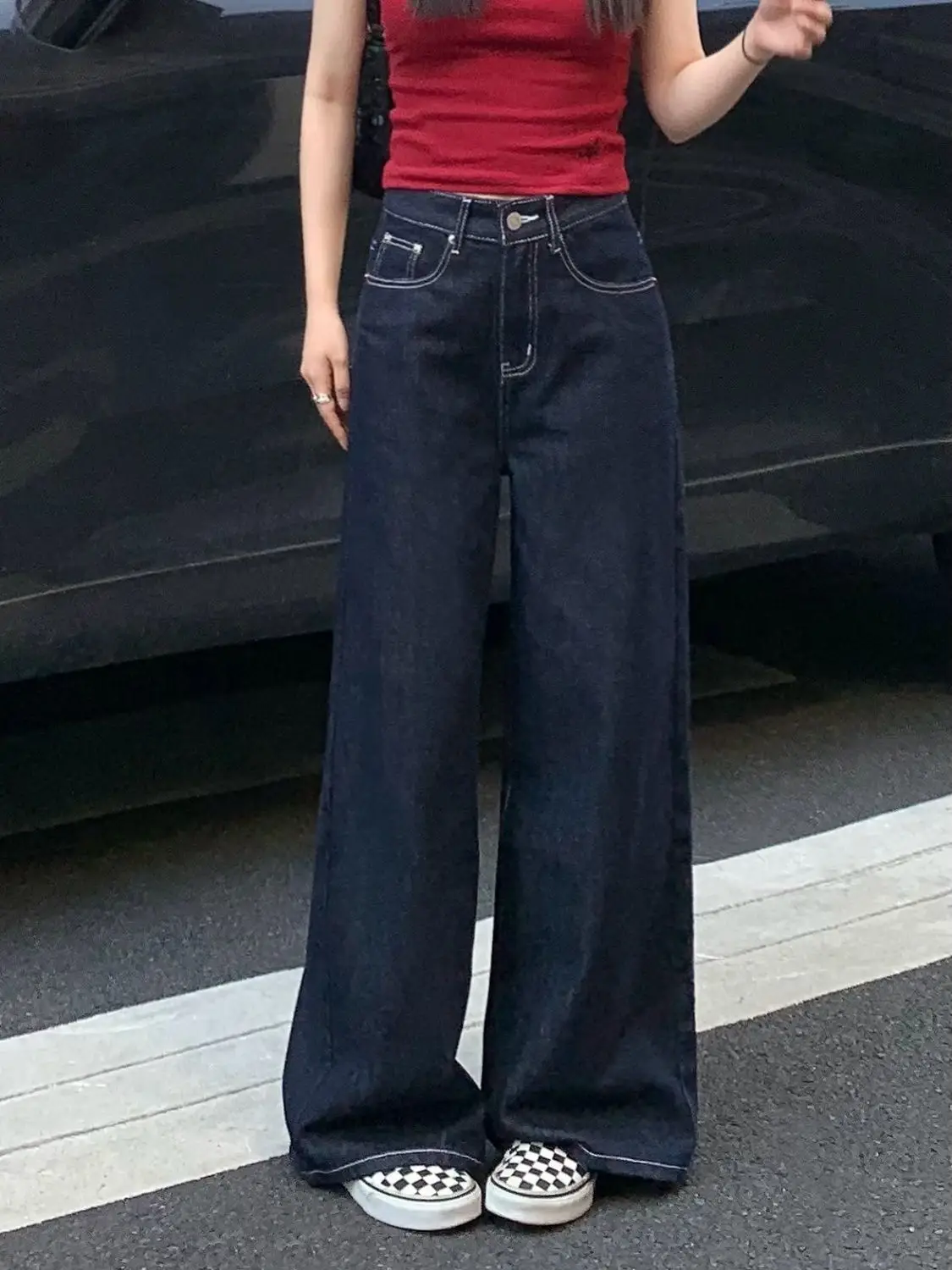 Women Wide Leg Pants Dark Blue Chubby mm2024 — feature 15