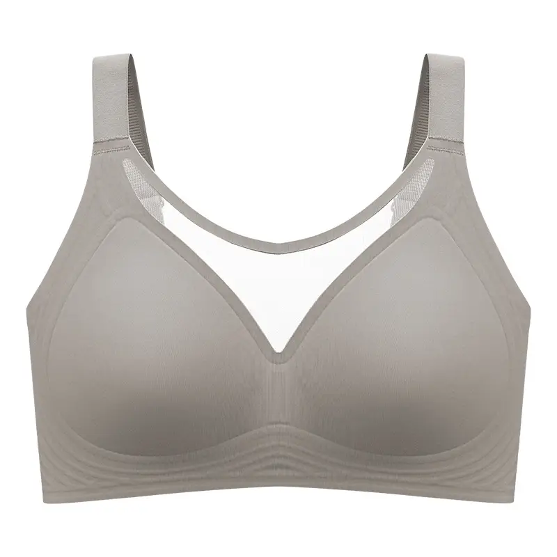 Breathable Mesh Seamless Women's Underwear That Makes Large Breasts Appear Smaller, with Soft Support to Gather Side Breasts, Comfortable and Soft, Plus-Size Bras Wholesale