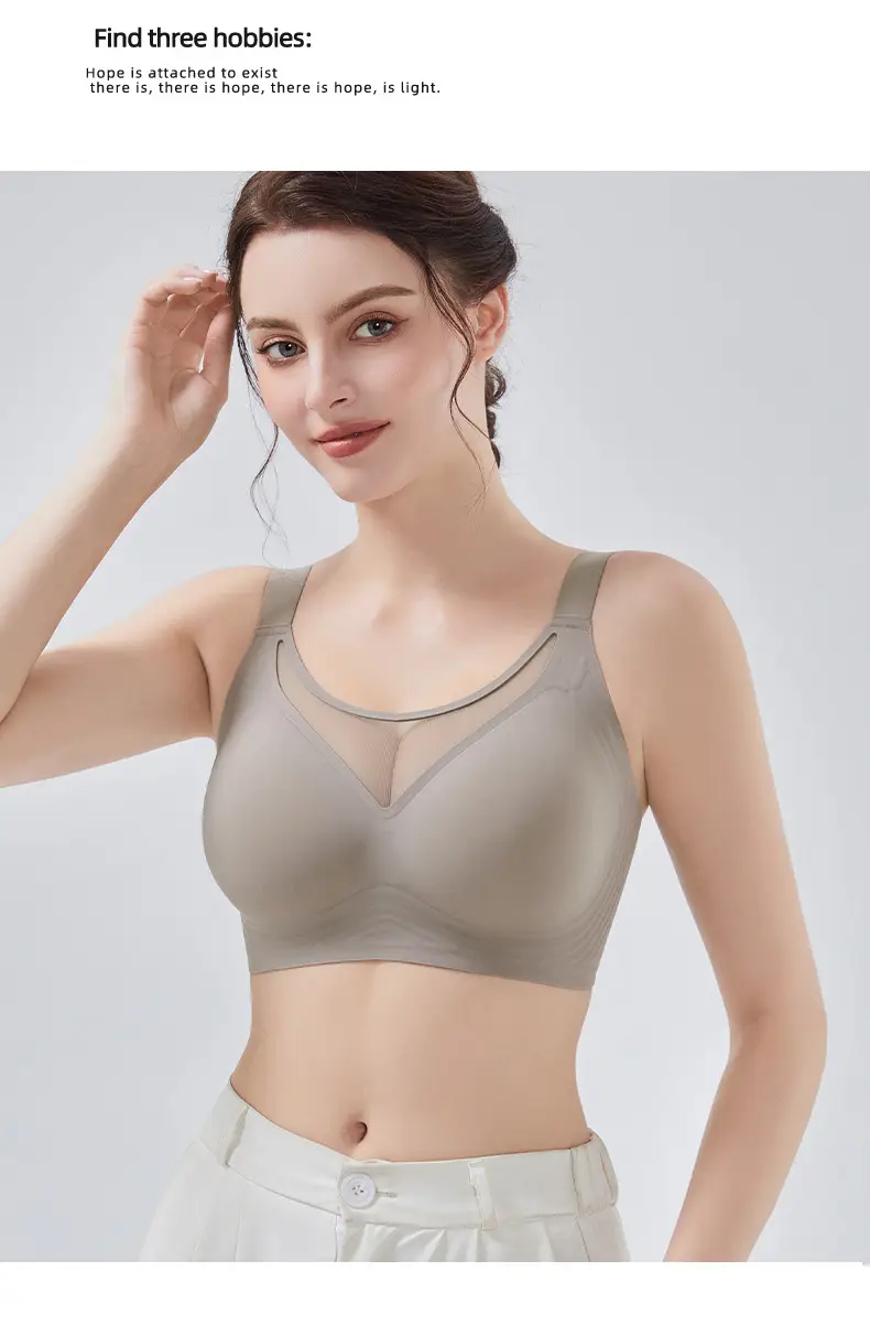 Breathable Mesh Seamless Women's Underwear That Makes Large Breasts Appear Smaller, with Soft Support to Gather Side Breasts, Comfortable and Soft, Plus-Size Bras Wholesale — feature 16