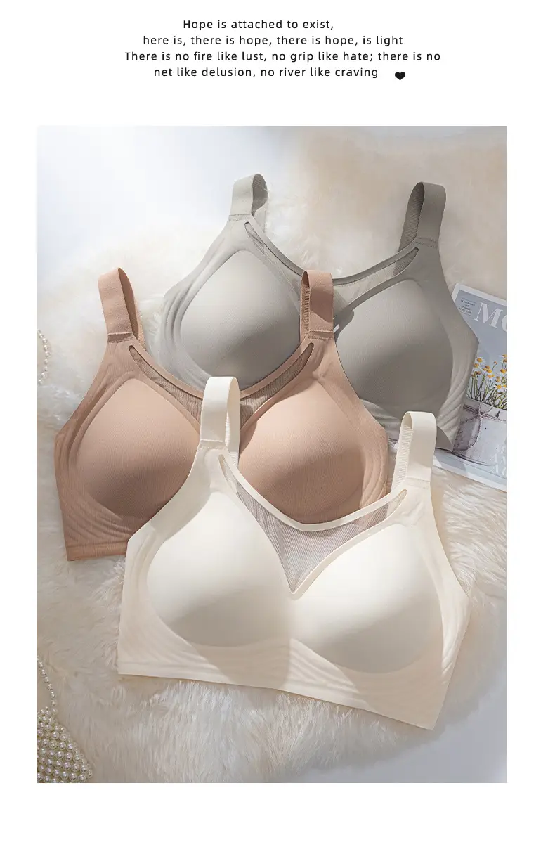Breathable Mesh Seamless Women's Underwear That Makes Large Breasts Appear Smaller, with Soft Support to Gather Side Breasts, Comfortable and Soft, Plus-Size Bras Wholesale — feature 19