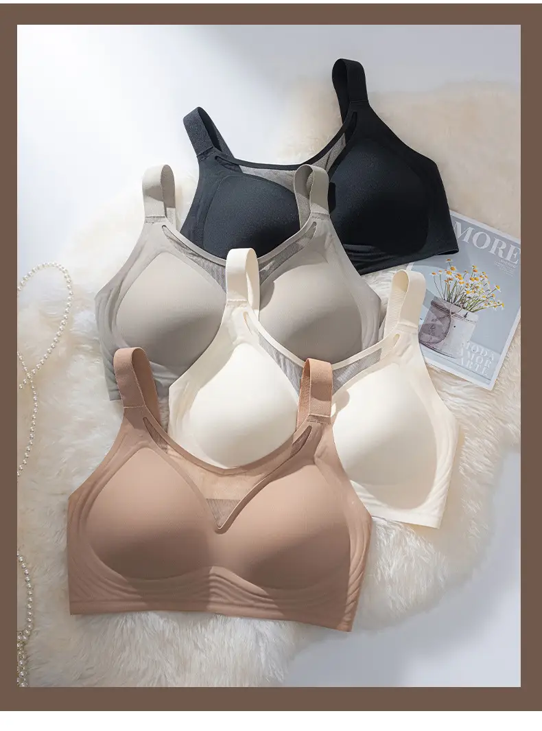 Breathable Mesh Seamless Women's Underwear That Makes Large Breasts Appear Smaller, with Soft Support to Gather Side Breasts, Comfortable and Soft, Plus-Size Bras Wholesale — feature 21