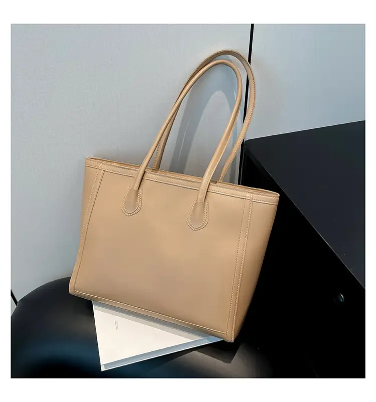 Retro Korean Style Leather Shoulder Tote Brown — feature 21