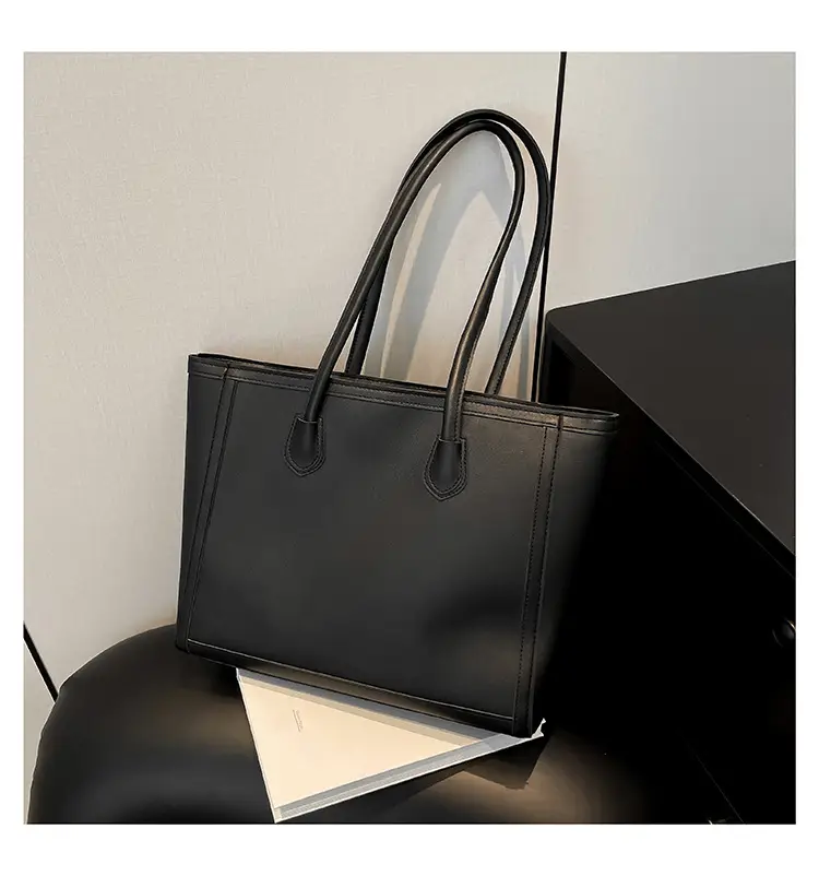 Retro Korean Style Leather Shoulder Tote Brown — feature 23