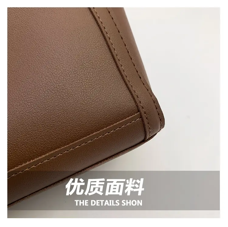 Retro Korean Style Leather Shoulder Tote Brown — feature 4
