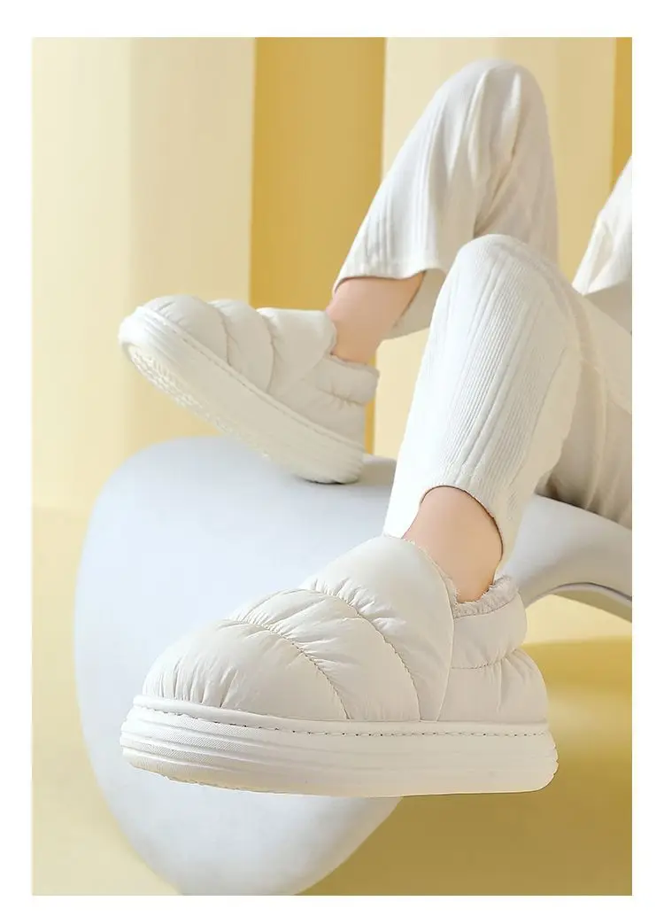 Cotton Slippers Women's Winter Down Waterproof Bag Heel fleece-lined Warm Thick Sole Couple's Indoor Household Cotton Shoes Men's Outer Wear — feature 12
