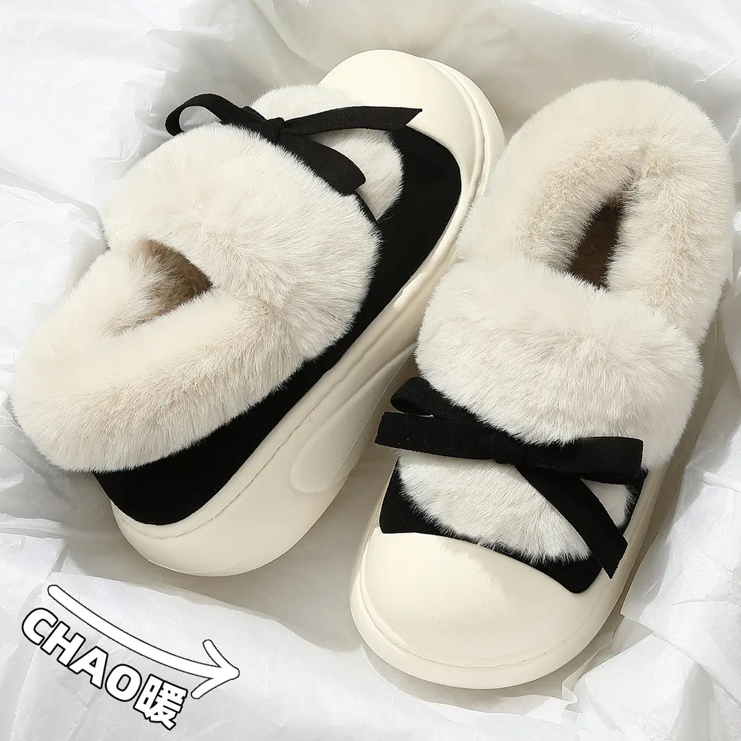 2024 New Style Cotton Slippers Women's Winter Bag Heel Indoor Home with Heel Warm Platform Cotton Shoes Women's Winter - Image 9