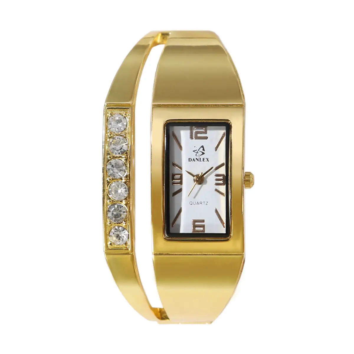 Gold Women's Quartz Watch with Diamond Bracelet