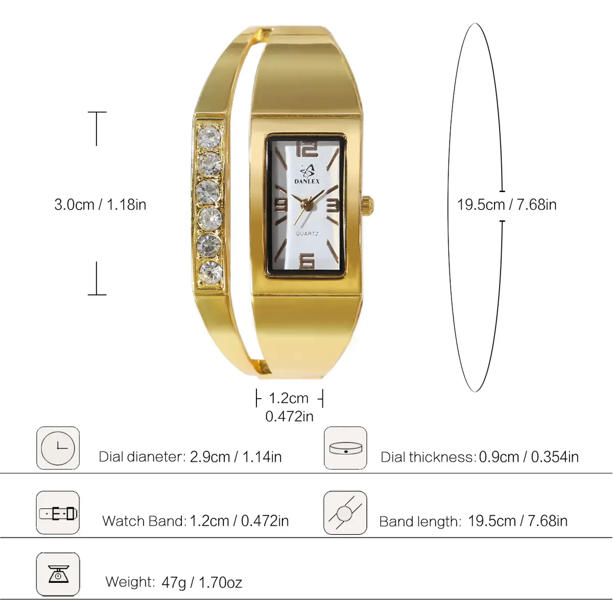Gold Women's Quartz Watch with Diamond Bracelet — feature 1