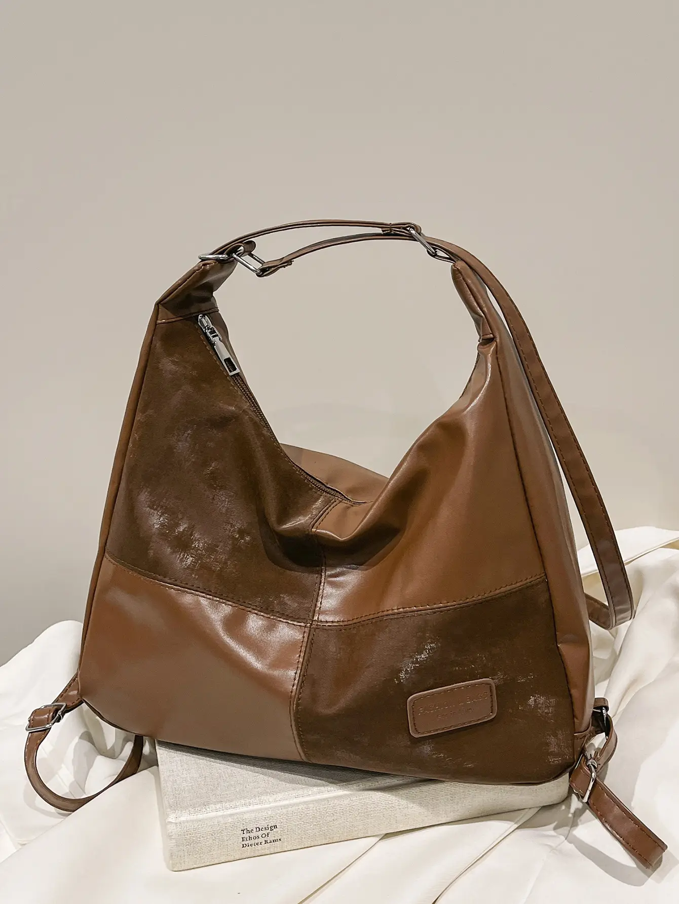 Women's Multifunctional Tote Bag Brown Leather - Image 3