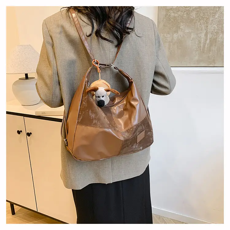 Women's Multifunctional Tote Bag Brown Leather — feature 10