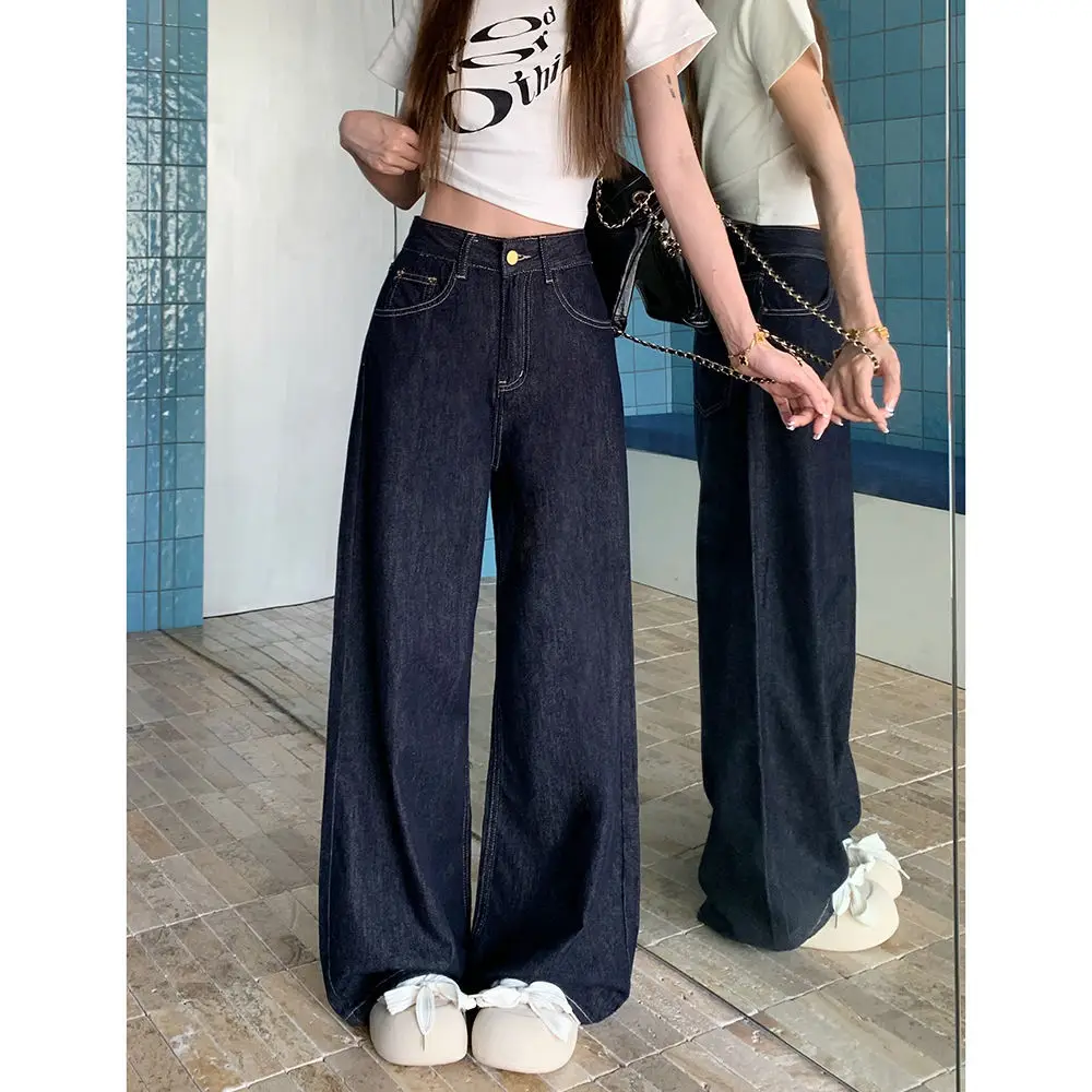 Dark Blue Wide Leg Jeans for Women 2024